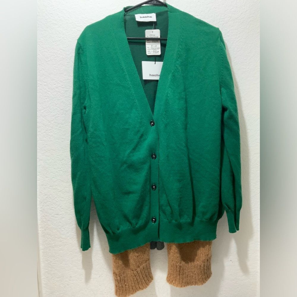 NWT HACHE 100% Virgin Wool  button Front layers Cardigan 46  $770 Italy